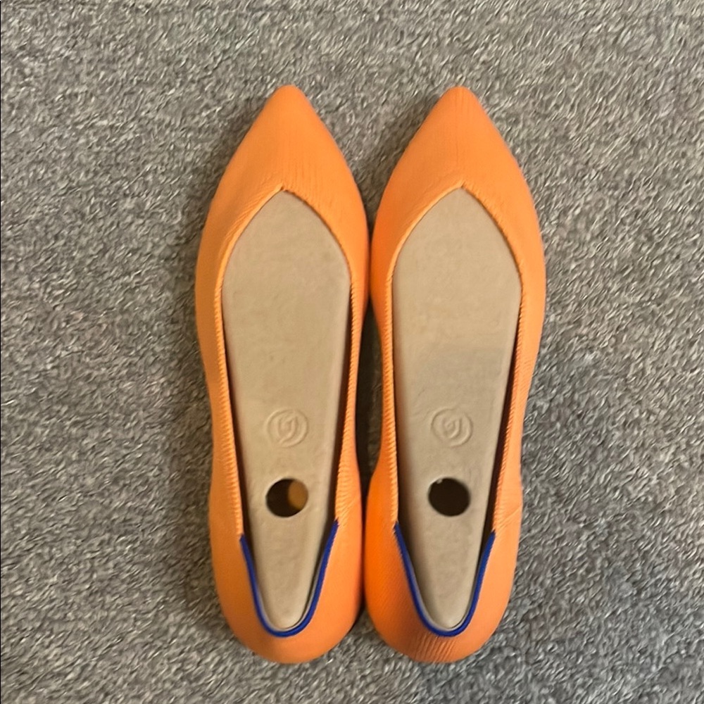 Rothy's Orange Flats with Blue Trim